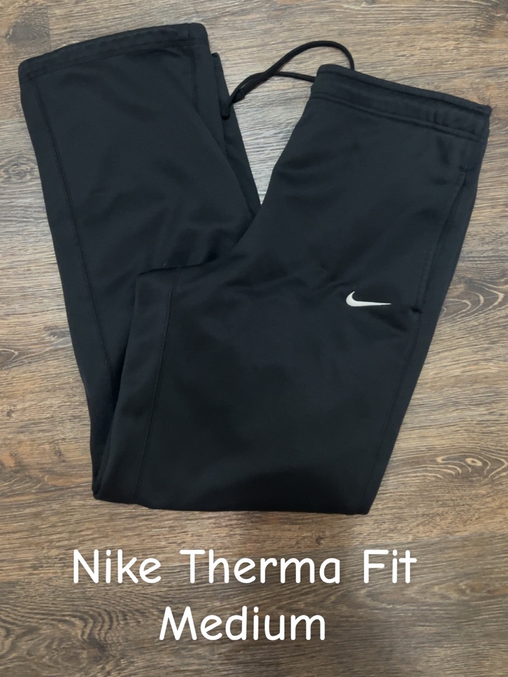 Nike Black Athletic Therma-FIT Pants with White Swoosh